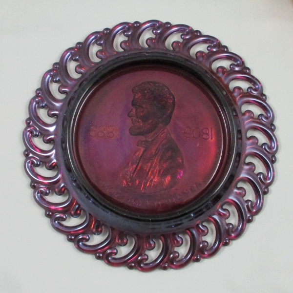 LE Smith Purple Abraham Lincoln Carnival Glass Plate