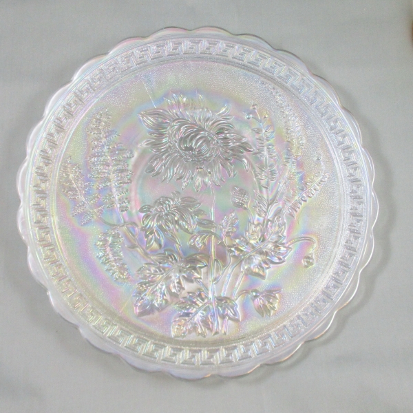 Imperial White Chrysanthemum Carnival Glass Chop Plate