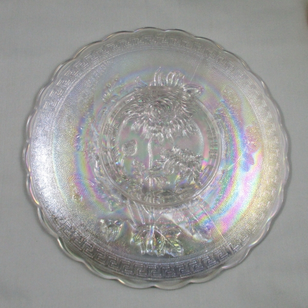 Imperial White Chrysanthemum Carnival Glass Chop Plate