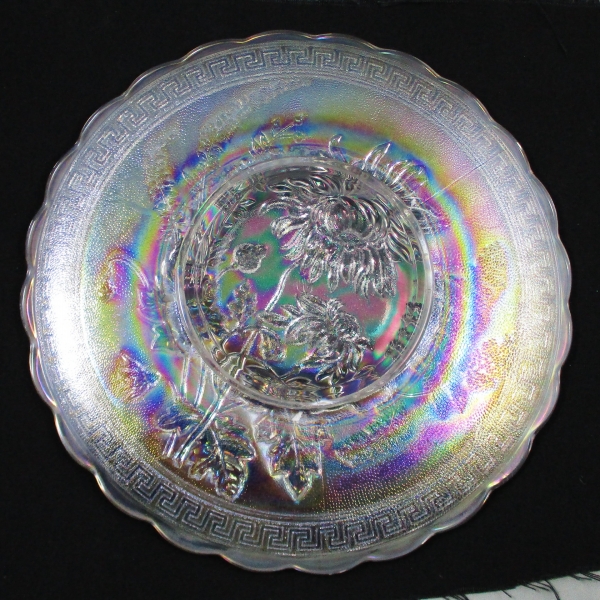 Imperial White Chrysanthemum Carnival Glass Chop Plate