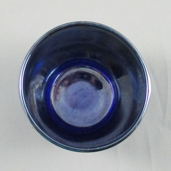 Antique Northwood? Enameled Spring Festival Blue Carnival Glass Tumbler
