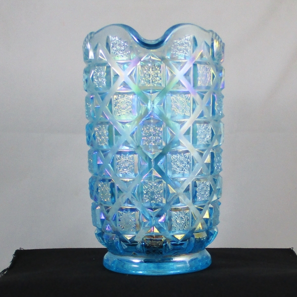 Westmoreland Ice Blue Checkerboard Carnival Glass Water Pitcher