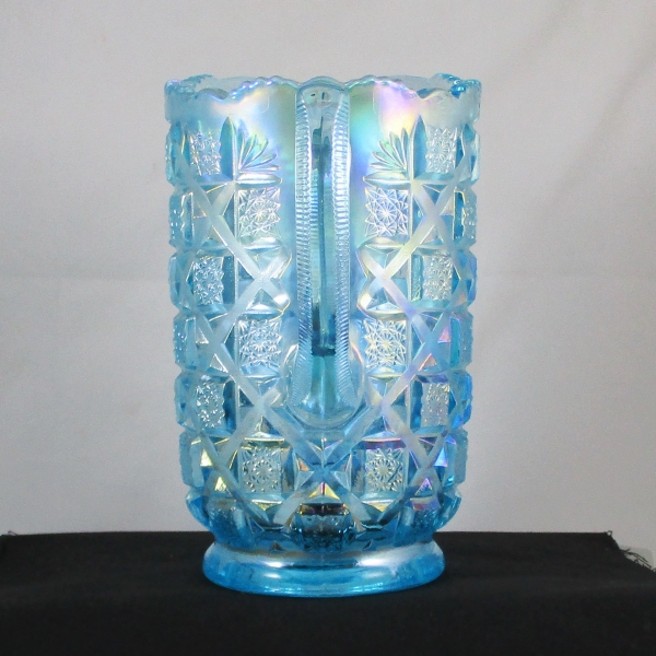 Westmoreland Ice Blue Checkerboard Carnival Glass Water Pitcher