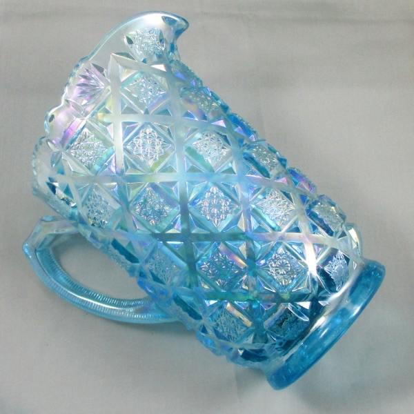 Westmoreland Ice Blue Checkerboard Carnival Glass Water Pitcher