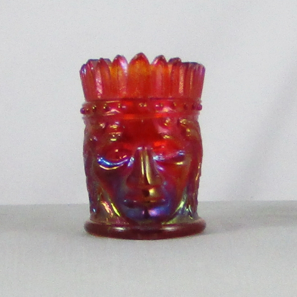 St. Clair Red Indian Head Carnival Glass Toothpick Holder Limited Edition for S.C.G.C.