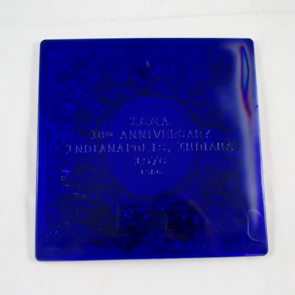 St. Clair Cobalt Blue Iris Carnival Glass Picture Frame for ICGA
