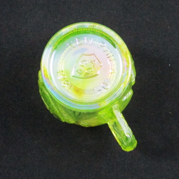 Fenton Vaseline Beaded Shell Carnival Glass Mug Limited Edition for ACGA