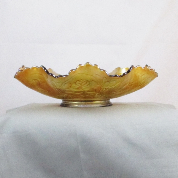 Antique Fenton Dragon & Lotus Powder Blue Carnival Glass Bowl