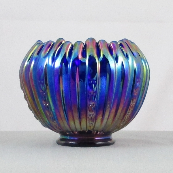 Fenton Cobalt Marigold Fabrege #9653 Carnival Glass Rosebowl