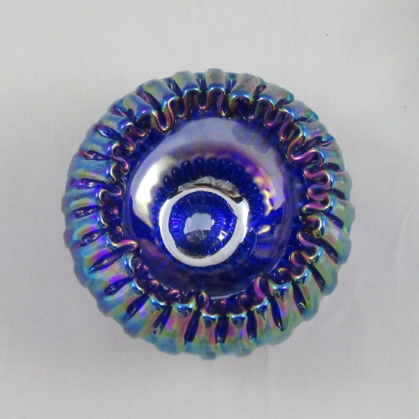Fenton Cobalt Marigold Fabrege #9653 Carnival Glass Rosebowl