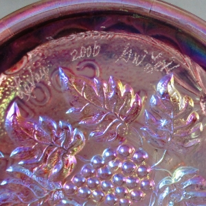 Levay Good Luck Pink Carnival Glass Swung Funeral Vase