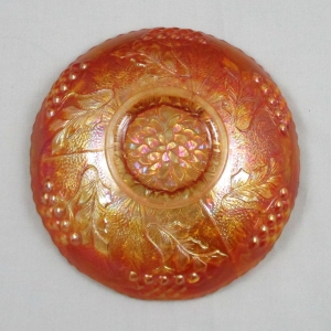 Antique Fenton Lotus & Thistle Marigold Carnival Glass Round Bowl