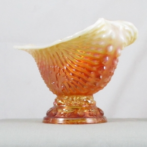 Antique Dugan Peach Opal Nautilus Carnival Glass Gravy or Creamer