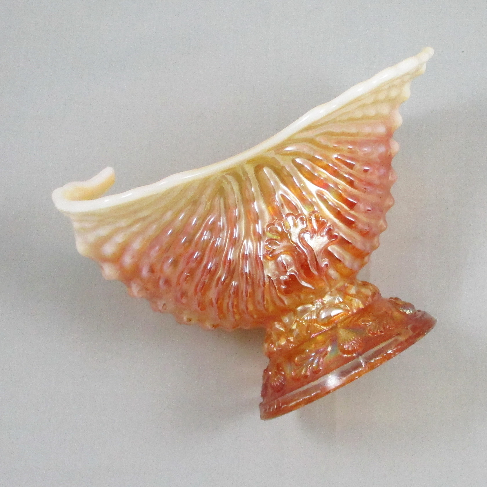 Antique Dugan Peach Opal Nautilus Carnival Glass Gravy or Creamer Antique Dugan Peach Opal Nautilus Carnival Glass Gravy or Creamer
