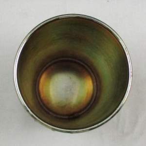 Antique Fenton Blue Orange Tree Scroll Carnival Glass Tumbler