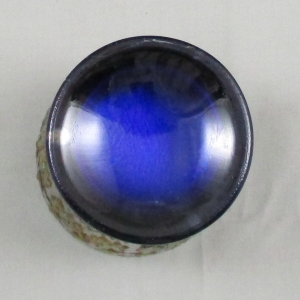 Antique Fenton Blue Orange Tree Scroll Carnival Glass Tumbler