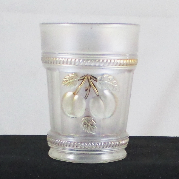 Antique Northwood Ice White with Gold Peach Carnival Glass Tumbler