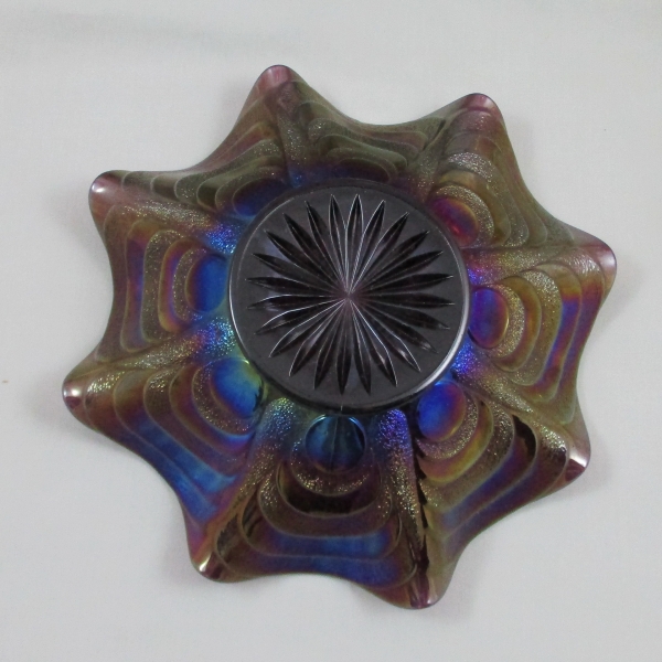 Antique Imperial Purple Star of David Carnival Glass Bowl