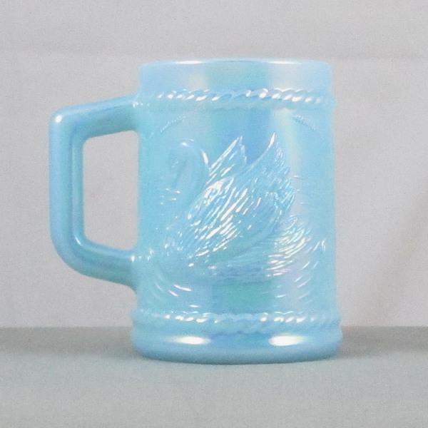 Mosser for NFGS Robins Egg Blue Swan Carnival Glass Mug