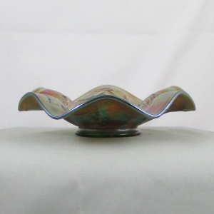 Antique Fenton Vintage Grape Green Carnival Glass Bowl