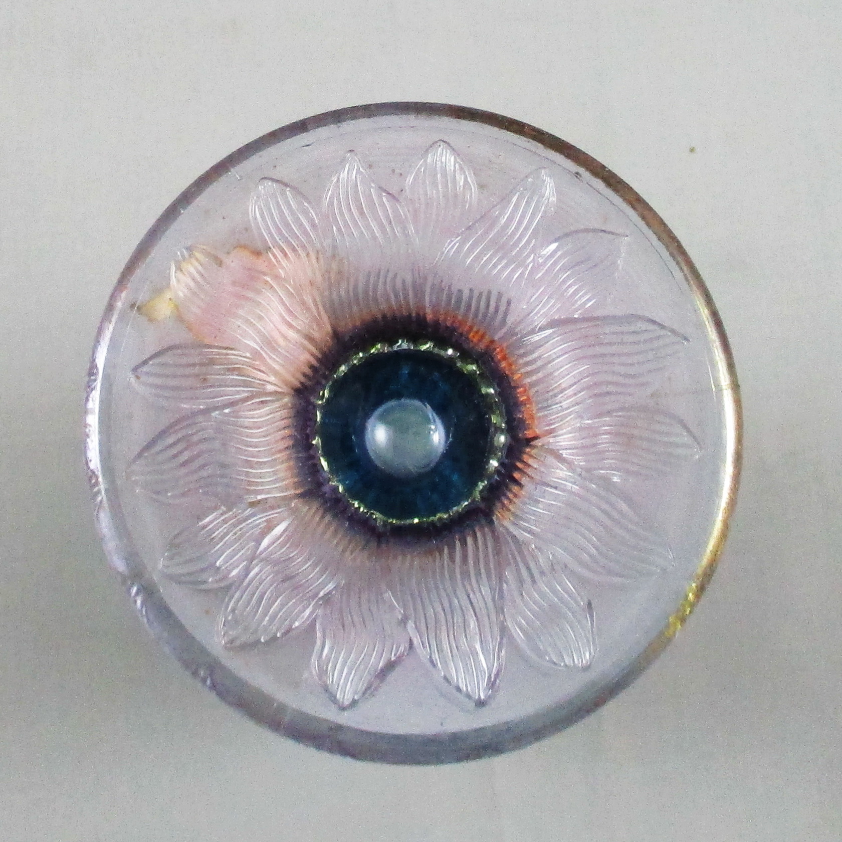 Fenton for HOACGA Lavender Gold Decorated Good Luck Carnival Glass Corn Vase Stalk Base Fenton for HOACGA Lavender Gold Decorated Good Luck Carnival Glass Corn Vase Stalk Base