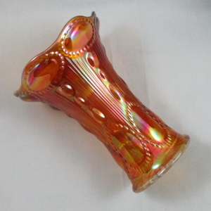 Antique Imperial Marigold Beaded Bullseye Carnival Glass Short Vase