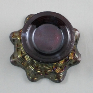 Antique Dugan Persian Garden Big Basketweave Purple Carnival Glass Squat Vase Fruit Bowl Base