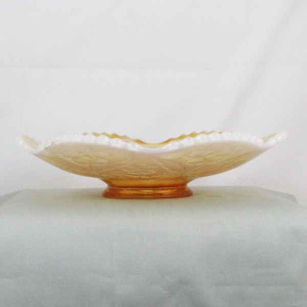 Antique Westmoreland Carolina Dogwood Peach Opal Carnival Glass Low Bowl or Plate