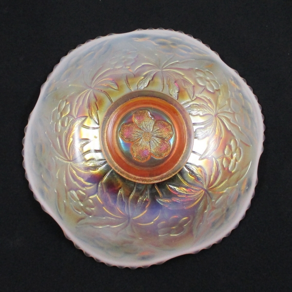 Antique Westmoreland Carolina Dogwood Peach Opal Carnival Glass Low Bowl or Plate