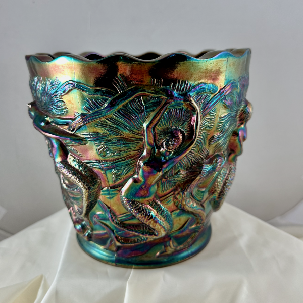 Fenton Amethyst Mermaid Carnival Glass Planter Vase