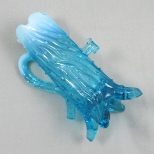 Antique Northwood Town Pump and Trough Blue Opalescent Glass Creamer & Sugar