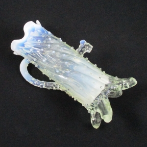 Antique Northwood Town Pump and Trough White Opalescent Glass Creamer & Sugar