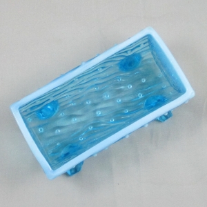 Antique Northwood Town Pump and Trough Blue Opalescent Glass Creamer & Sugar