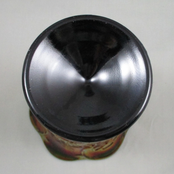 Fenton Black Amethyst Wildrose with Bowknot Carnival Glass Vase