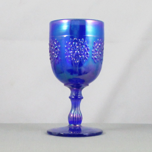 Fenton Cobalt Blue Orange Tree Carnival Glass Goblet 2000