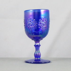 Fenton Cobalt Blue Orange Tree Carnival Glass Goblet 2000