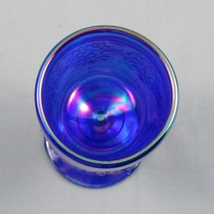 Fenton Cobalt Blue Orange Tree Carnival Glass Goblet 2000