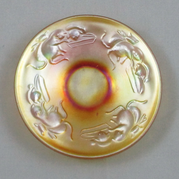 Antique Fenton Kittens Marigold Carnival Glass Cup & Saucer