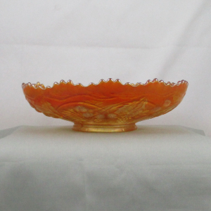 Antique Fenton Marigold Peacock and Grape Carnival Glass Round Ice Cream Bowl