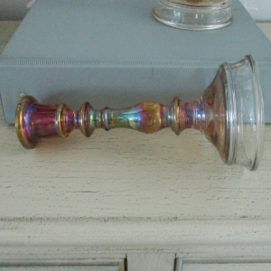 Antique Imperial Premium Smoke Carnival Glass Candle Holders