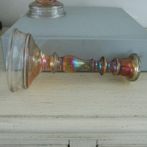 Antique Imperial Premium Smoke Carnival Glass Candle Holders