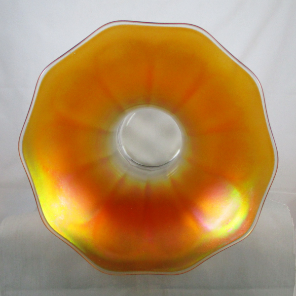 Antique Imperial Smooth Panels Marigold Stretch Carnival Glass Vase FUNERAL