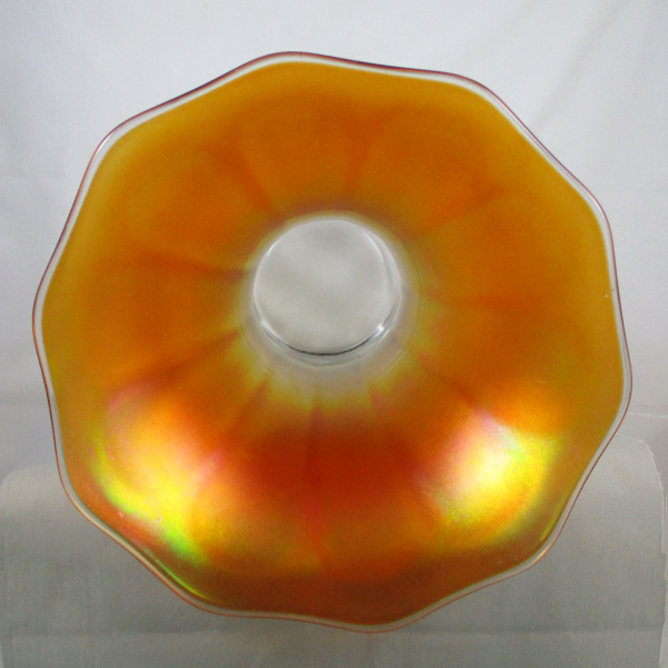 Antique Imperial Smooth Panels Marigold Stretch Carnival Glass Vase FUNERAL