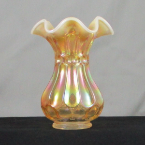 Fenton Peach Opal Thumbprint and Ovals Carnival Glass Vase