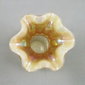 Fenton Peach Opal Thumbprint and Ovals Carnival Glass Vase