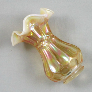 Fenton Peach Opal Thumbprint and Ovals Carnival Glass Vase