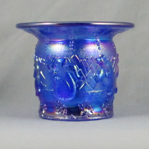 Fenton Cobalt Blue Frolicking Bears Carnival Glass Spittoon for ICGA