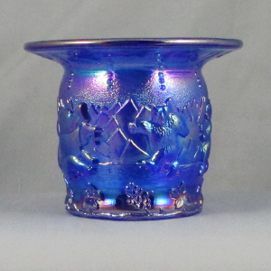 Fenton Cobalt Blue Frolicking Bears Carnival Glass Spittoon for ICGA