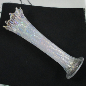 Antique Dugan Big Basketweave Ice White Carnival Glass Vase