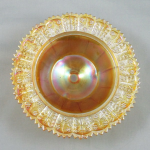 Antique Fenton Marigold Butterfly & Berry Carnival Glass Butter with Lid